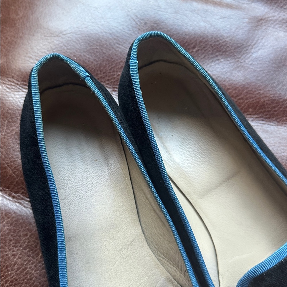 Stubbs & Wootton Black and Blue Embroidered Loafers - Picture 3 of 7